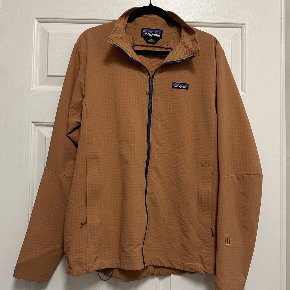 Patagonia R1 TechFace Jacket Outdoors Men Size L Rust-orange Grid 83580 Layer